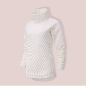 New Balance HEAT LOFT FUNNEL NECK QUILTED TOP  cream active warm l/s shirt NWT